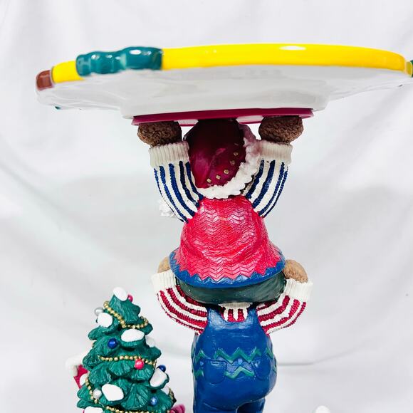 Ceramic Christmas Bear Stand And Cookie Plate "Cookies For Santa" 13" Tall - Picture 11 of 16